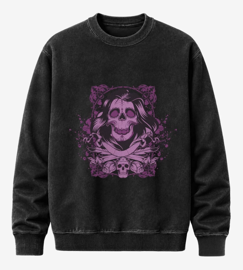 Poleron Polo Acid Wash Negro de Skull sugar 