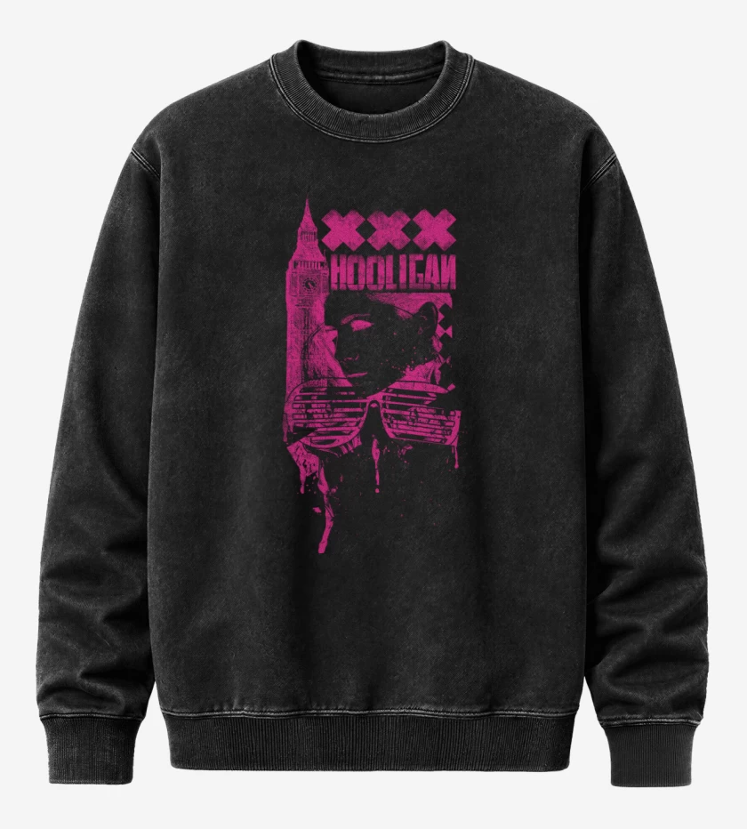 Poleron Polo Acid Wash Negro de Hooligan 