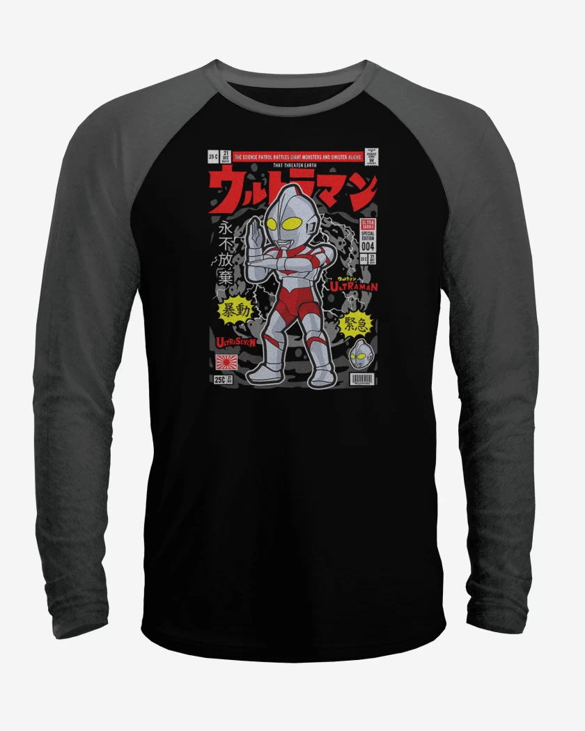 Polera Raglan Negro / Negro Heather de Ultraman revista