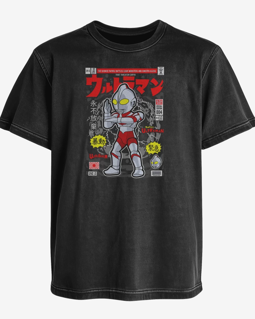 Polera desgastada Negro de Ultraman revista