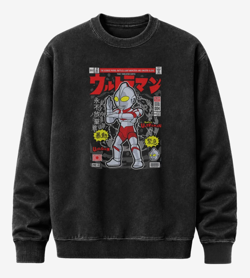Poleron Polo Acid Wash Negro de Ultraman revista