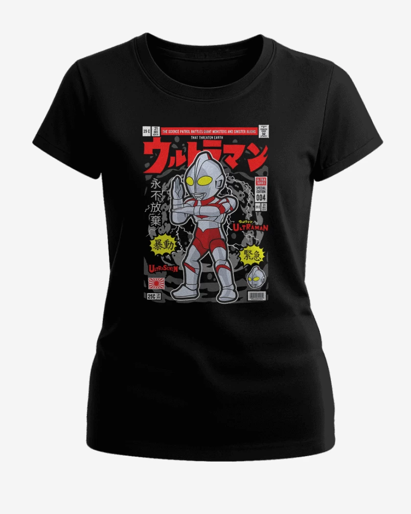 Polera de Mujer Negro de Ultraman revista