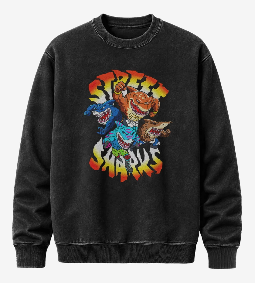 Poleron Polo Acid Wash Negro de Street Sharks