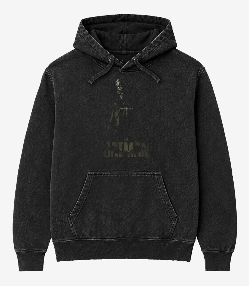Poleron Canguro Acid Wash Negro de El Acertijo