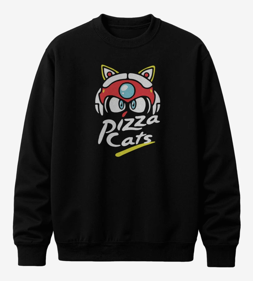Poleron polo Negro de Pizza Cats