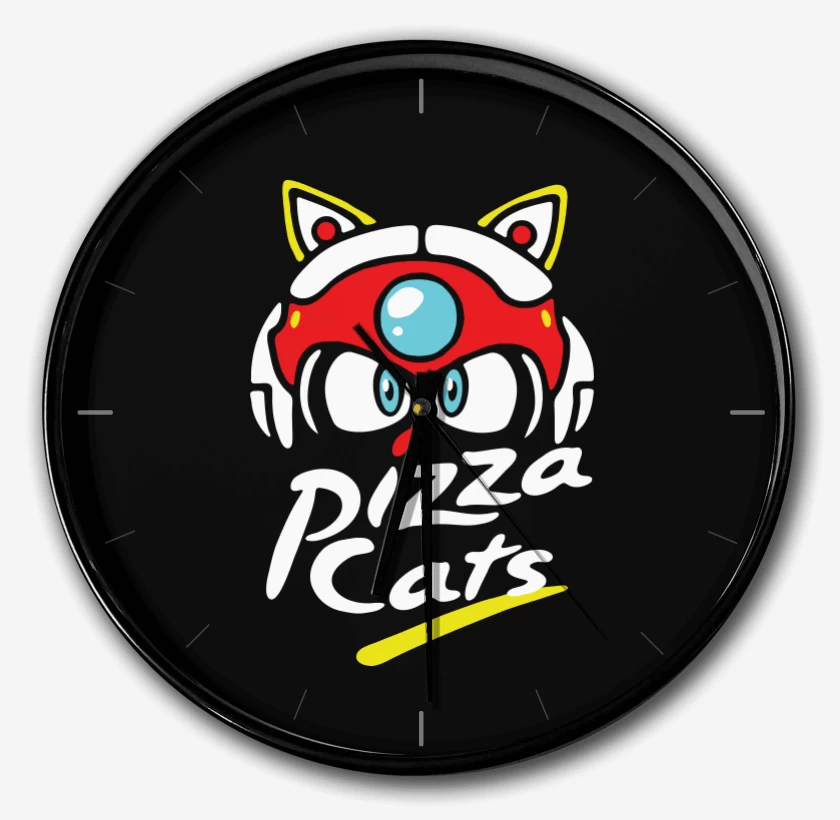 Reloj Negro de Pizza Cats