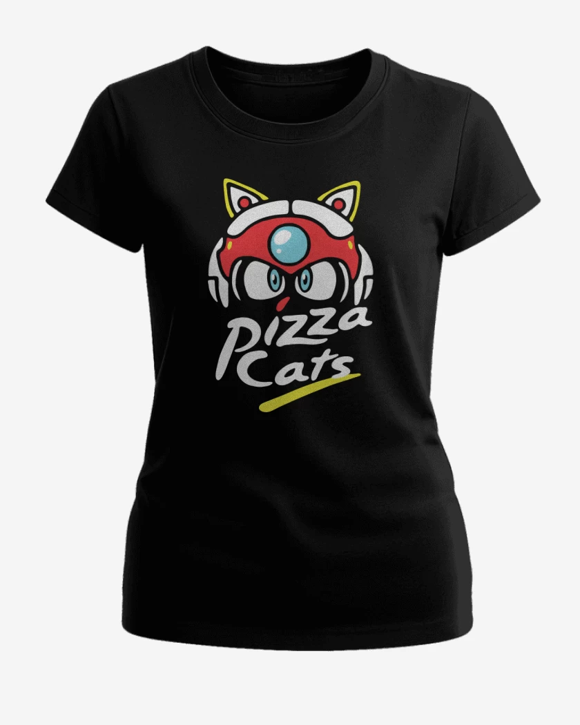 Polera de Mujer Negro de Pizza Cats