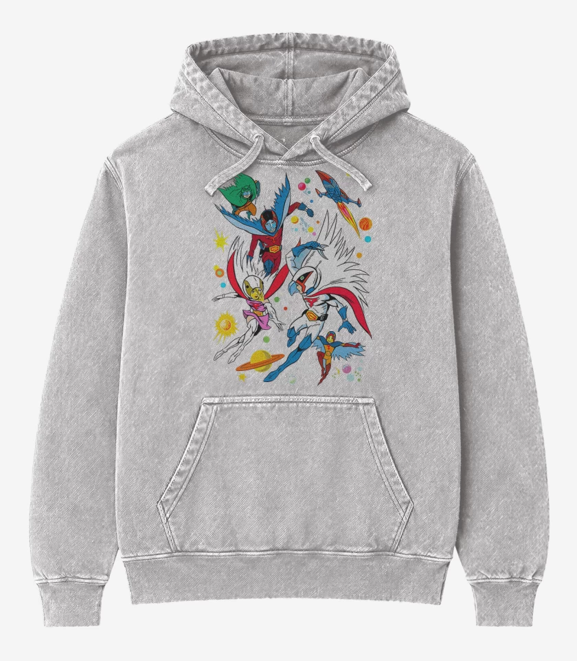 Poleron Canguro Acid Wash Gris Melange de Fuerza G