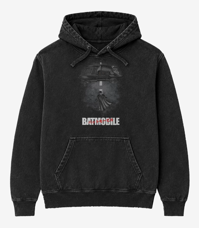Poleron Canguro Acid Wash Negro de Batimovil