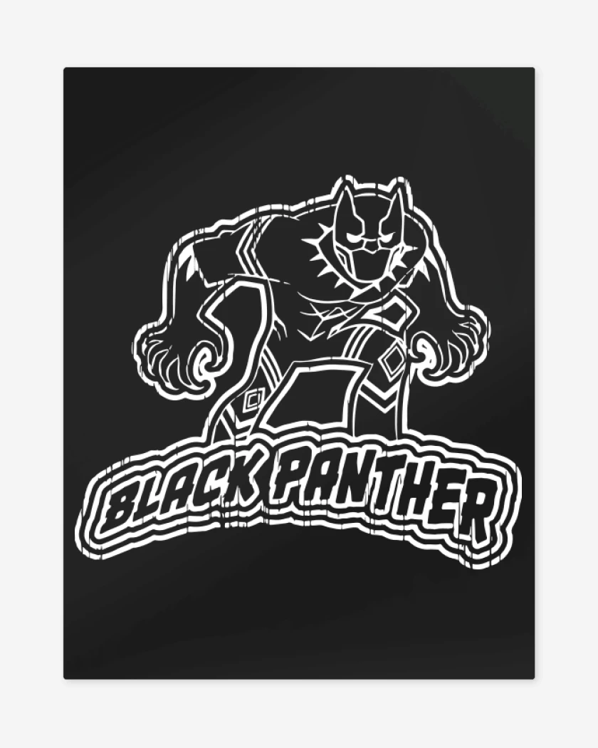 Print metalico Negro de Black Panther full white