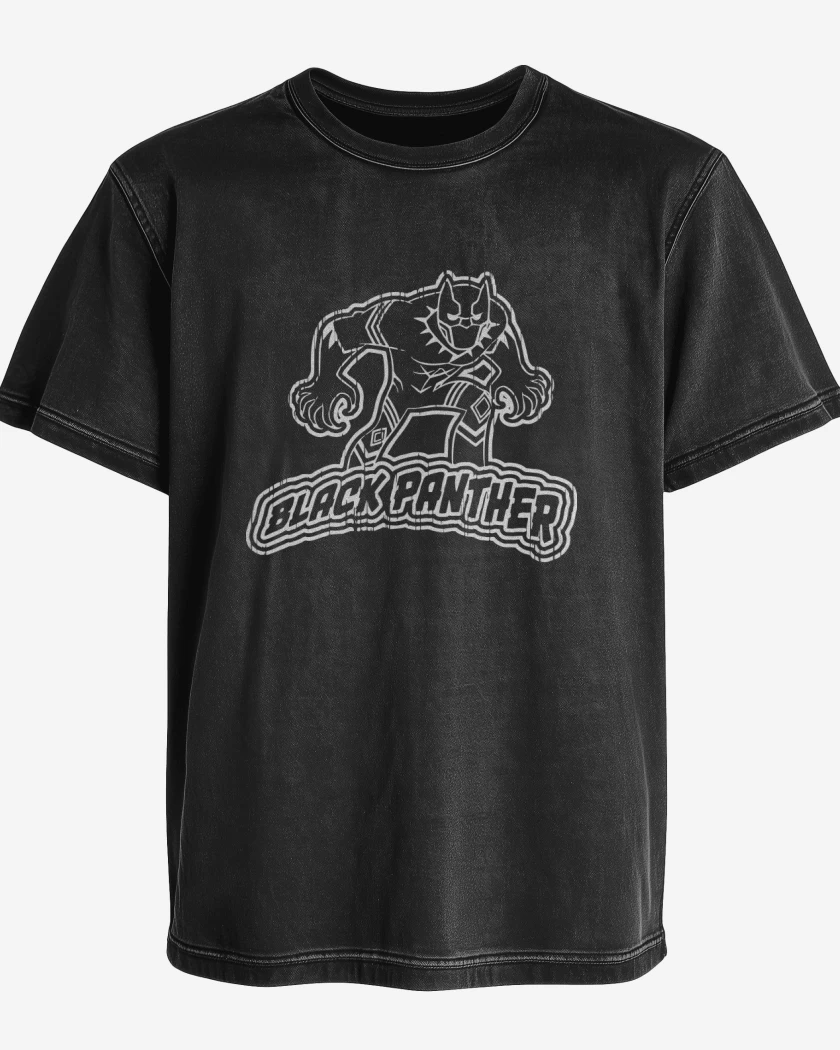 Polera desgastada Negro de Black Panther full white