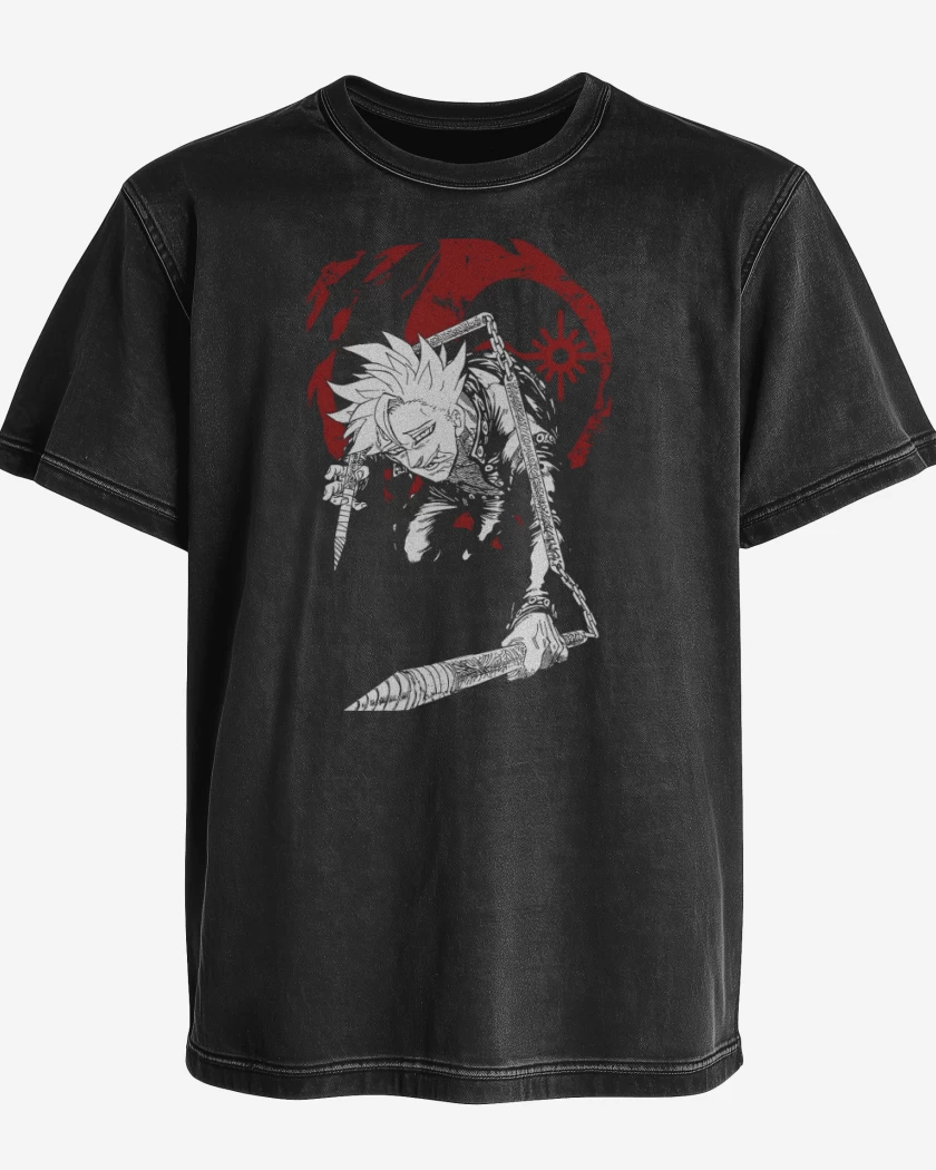 Polera desgastada Negro de Ban