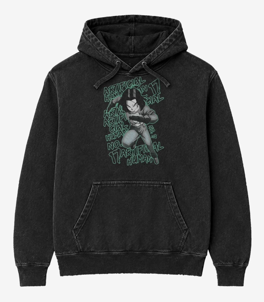 Poleron Canguro Acid Wash Negro de Artificial Human 17