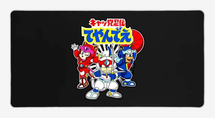 Mouse pad Gamer Negro de Pizza cats 2