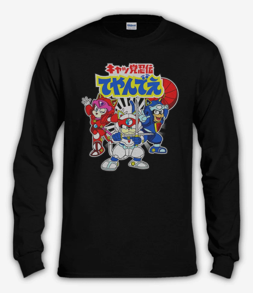 Polera manga larga Negro de Pizza cats 2