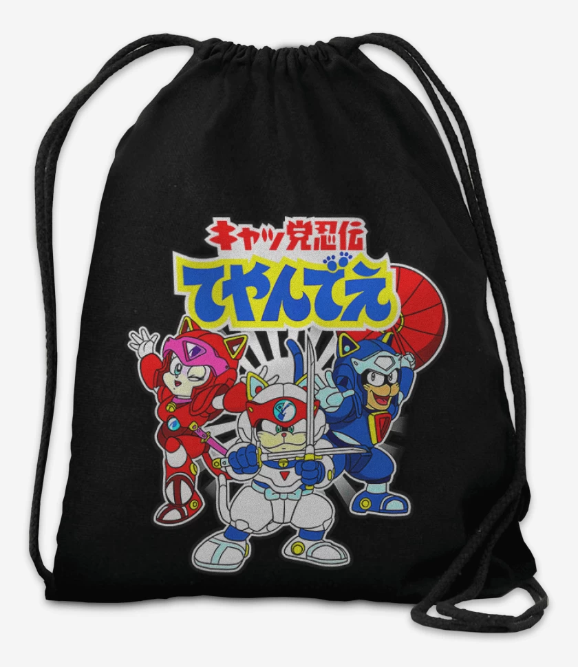 Mochila Negro de Pizza cats 2