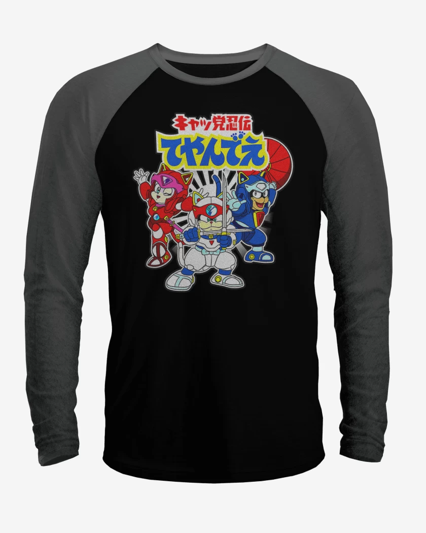 Polera Raglan Negro / Negro Heather de Pizza cats 2