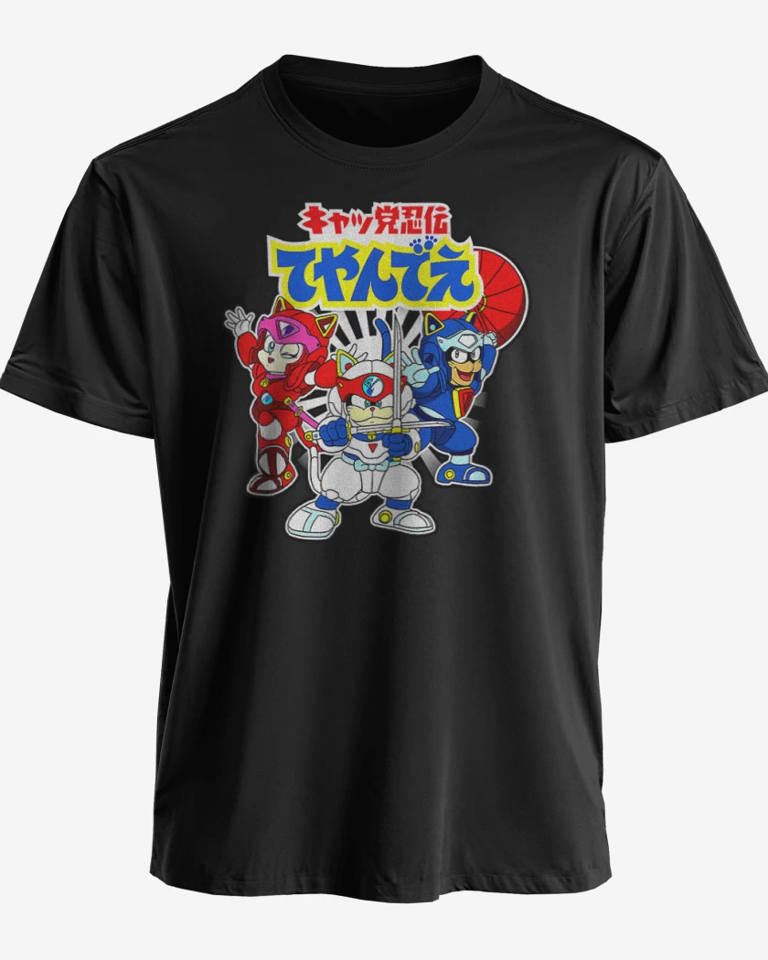 Polera premium Negro de Pizza cats 2