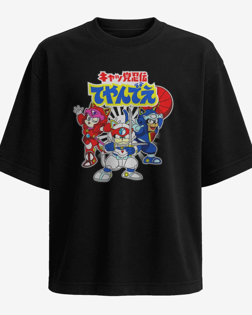 Polera Oversize Pizza cats 2