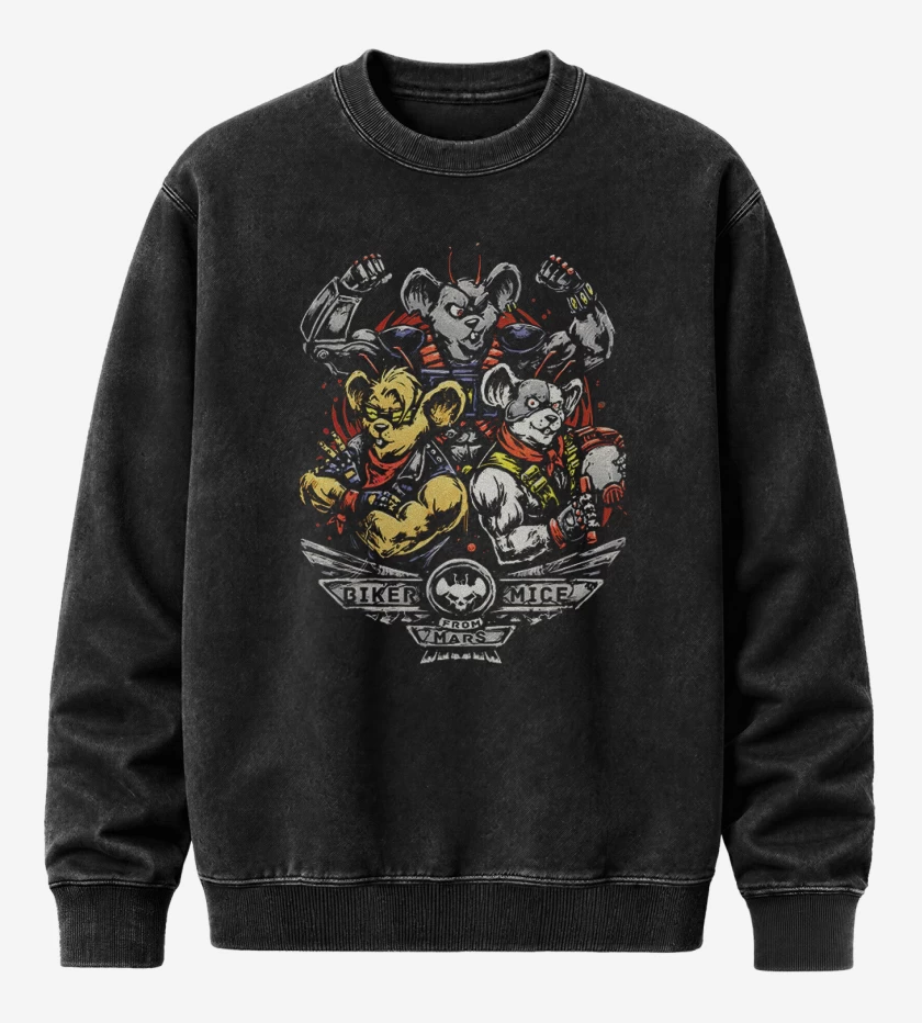 Poleron Polo Acid Wash Negro de Motorratones de marte 2