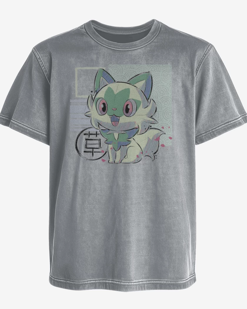 Polera desgastada Gris Melange de Sprigatito