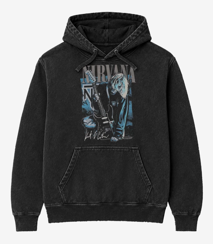 Poleron Canguro Acid Wash Negro de KurtCo