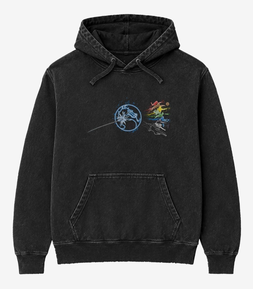 Poleron Canguro Acid Wash Negro de Fatal Side Of The Realms