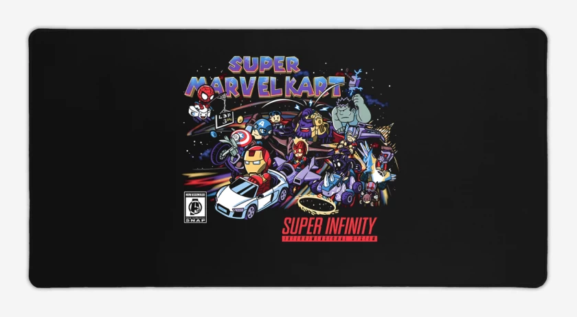 Mouse pad Gamer Negro de Super Marvelkart