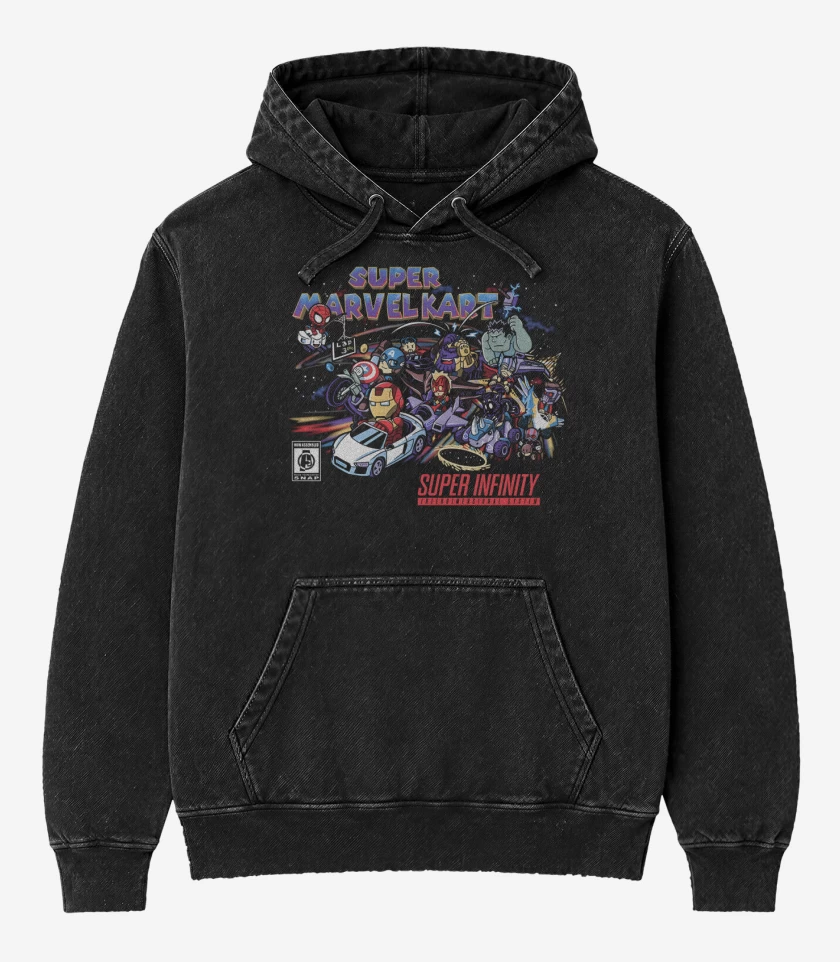 Poleron Canguro Acid Wash Negro de Super Marvelkart