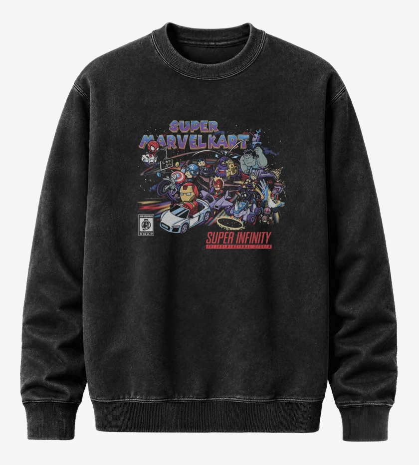 Poleron Polo Acid Wash Negro de Super Marvelkart