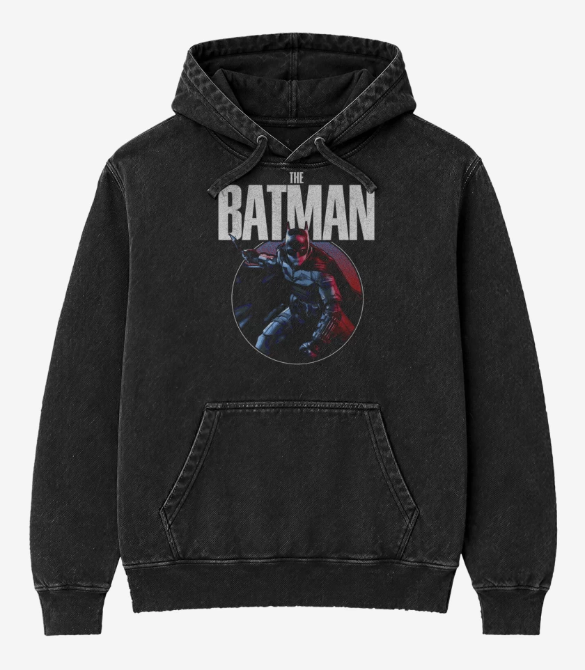 Poleron Canguro Acid Wash Negro de El Universo de Batman