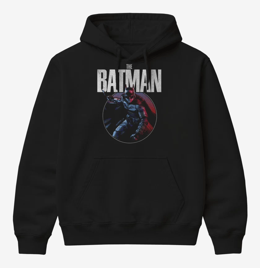 Poleron Canguro básico Negro de El Universo de Batman