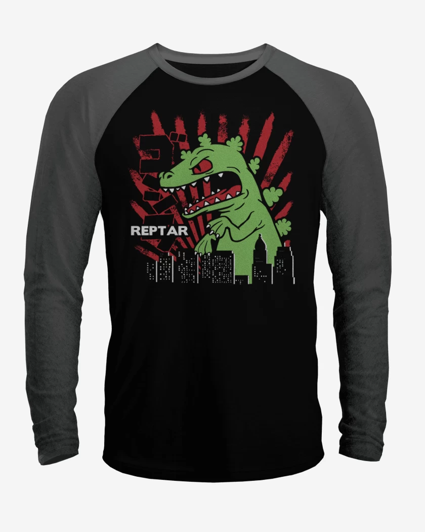 Polera Raglan Negro / Negro Heather de Reptar attack