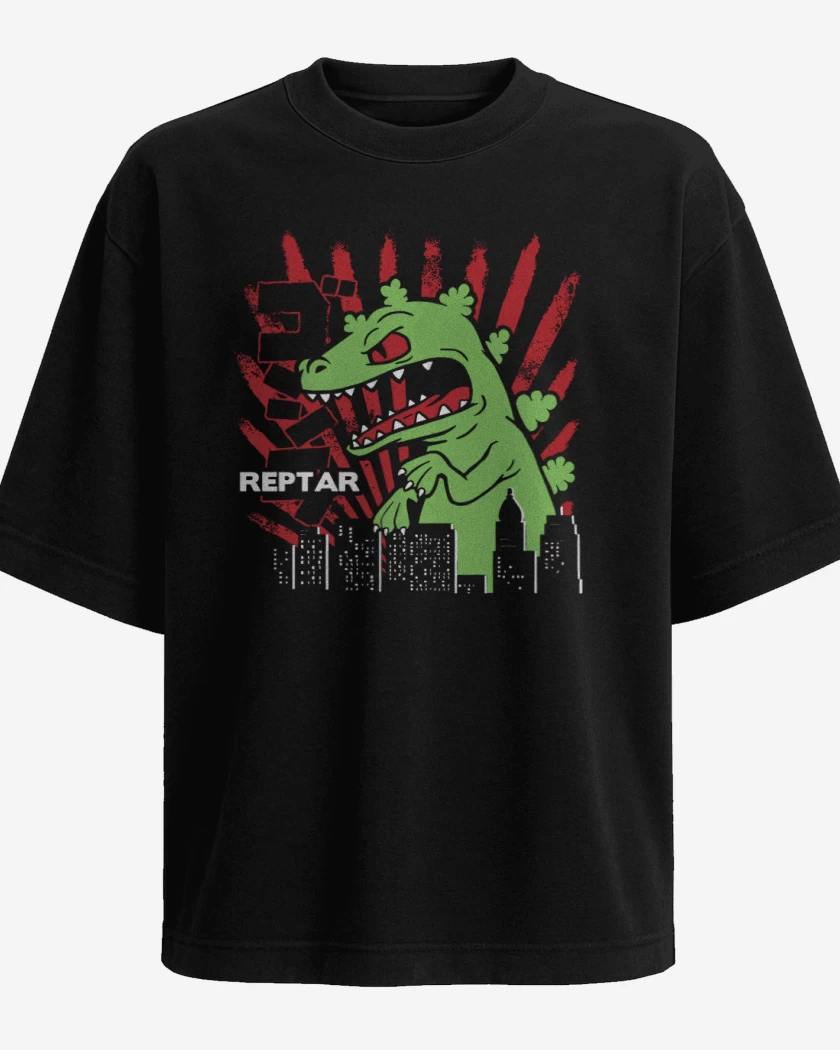 Polera Oversize Negro de Reptar attack