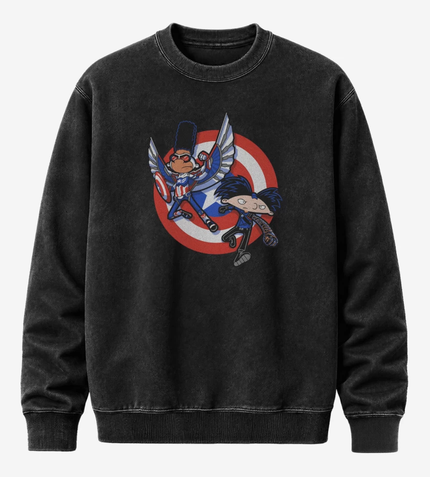 Poleron Polo Acid Wash Negro de Capitán Yeral y Arnold de Acero