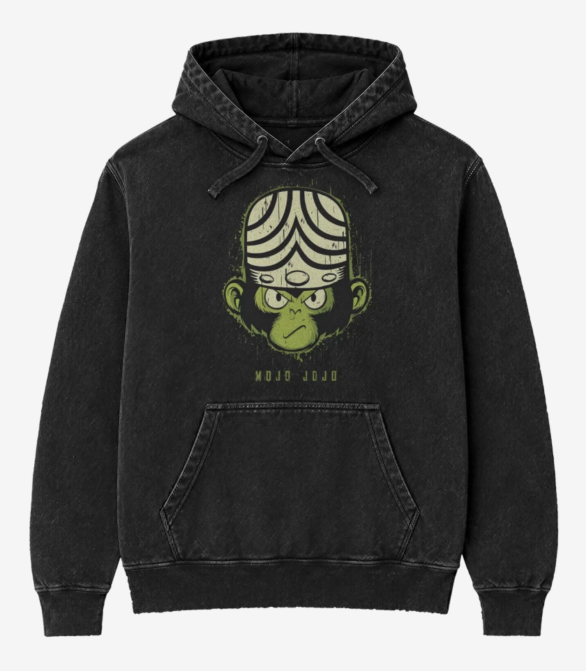 Poleron Canguro Acid Wash Negro de Mojo Jojo