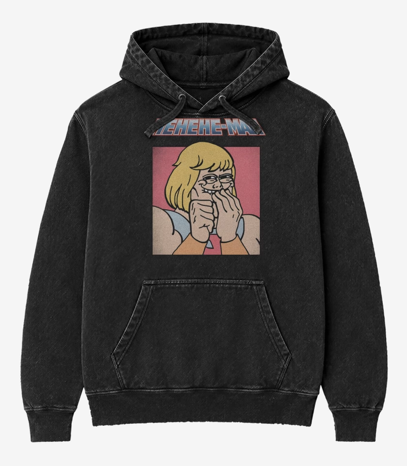 Poleron Canguro Acid Wash Negro de HEHEHE-MAN