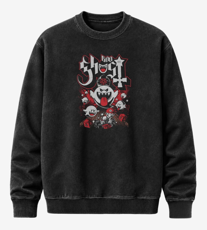 Poleron Polo Acid Wash Negro de BooGhost