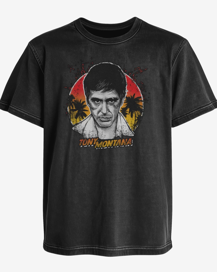 Polera desgastada Negro de Tony Montana