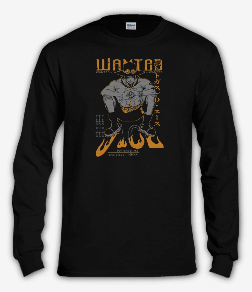Polera manga larga Negro de Portgas ACE
