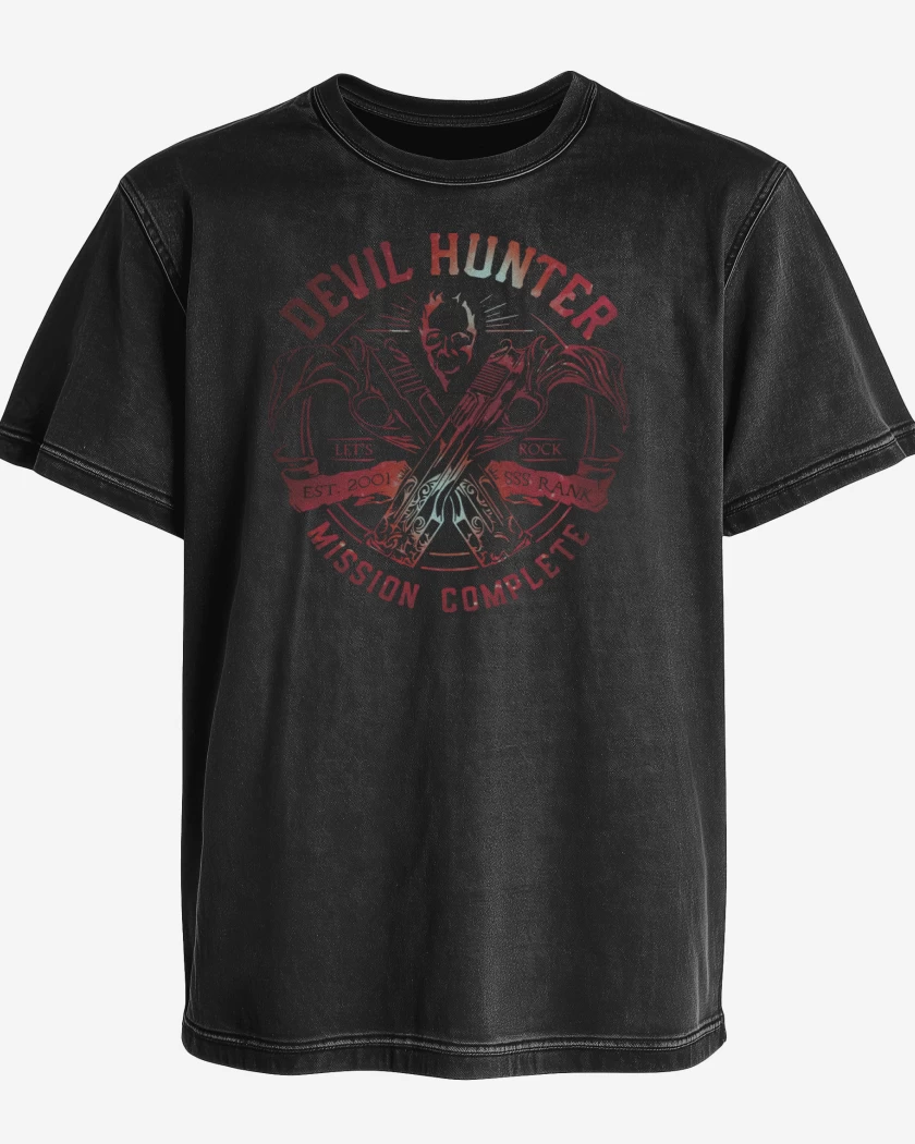 Polera desgastada Negro de Devil Hunter