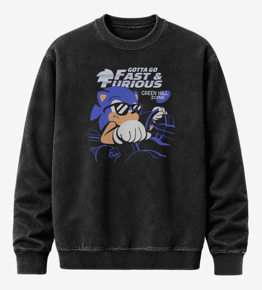 Poleron Polo Acid Wash Negro de Gotta go Fast & Furious