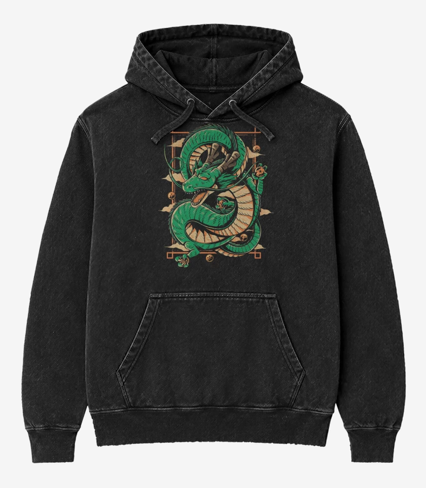 Poleron Canguro Acid Wash Negro de Shen Long