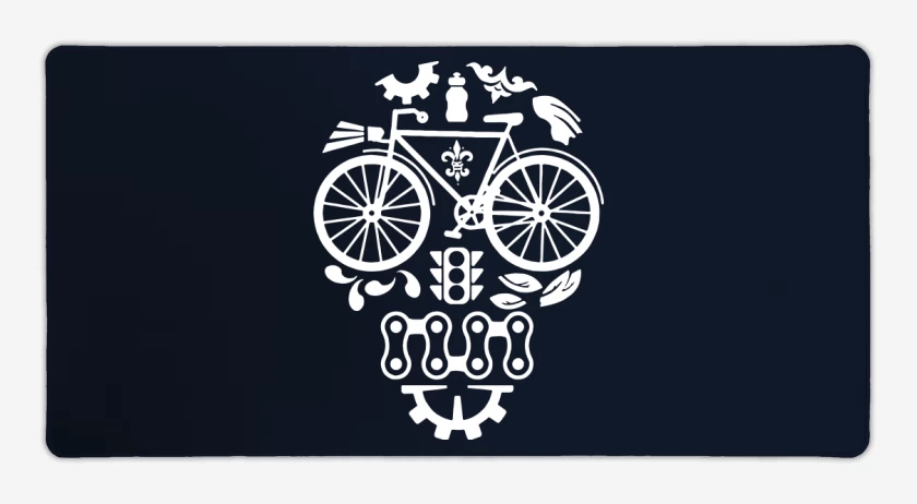 Mouse pad Gamer Azul Marino de Calavera Bicicleta