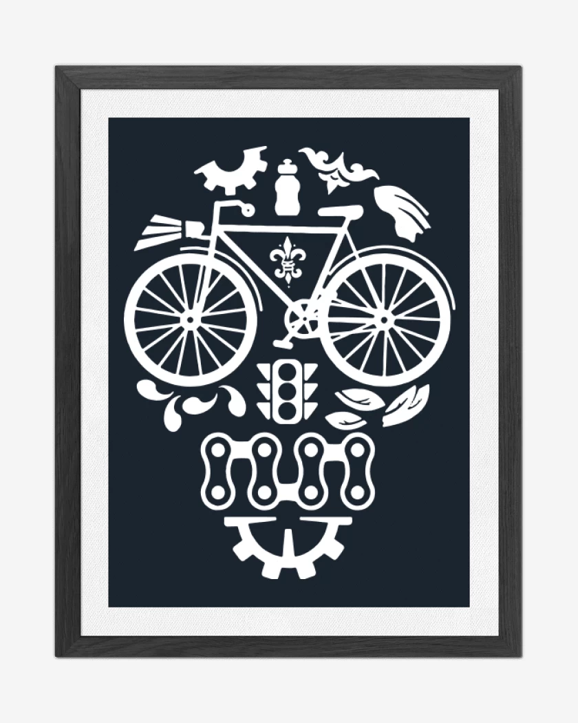 Cuadro decorativo Azul Marino de Calavera Bicicleta