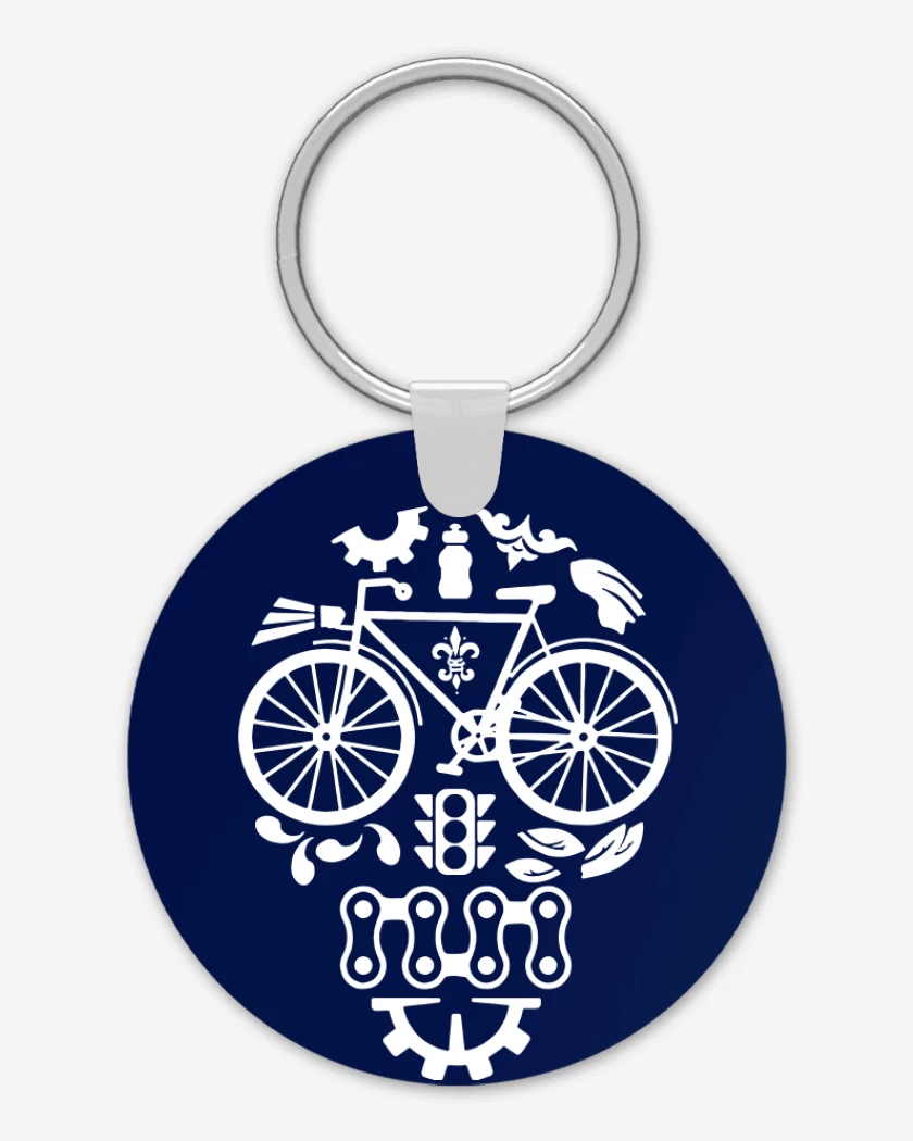 Llavero Azul Marino de Calavera Bicicleta