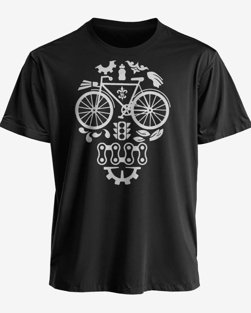 Polera premium Negro de Calavera Bicicleta