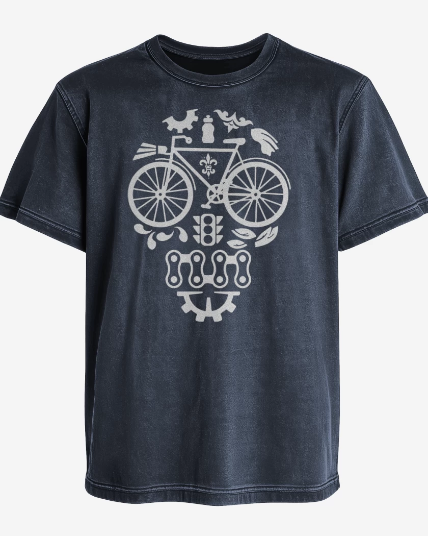 Polera desgastada Calavera Bicicleta
