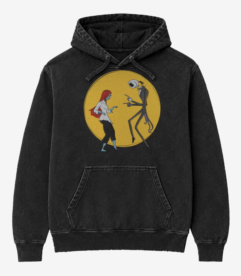 Poleron Canguro Acid Wash Negro de Spooky Fiction