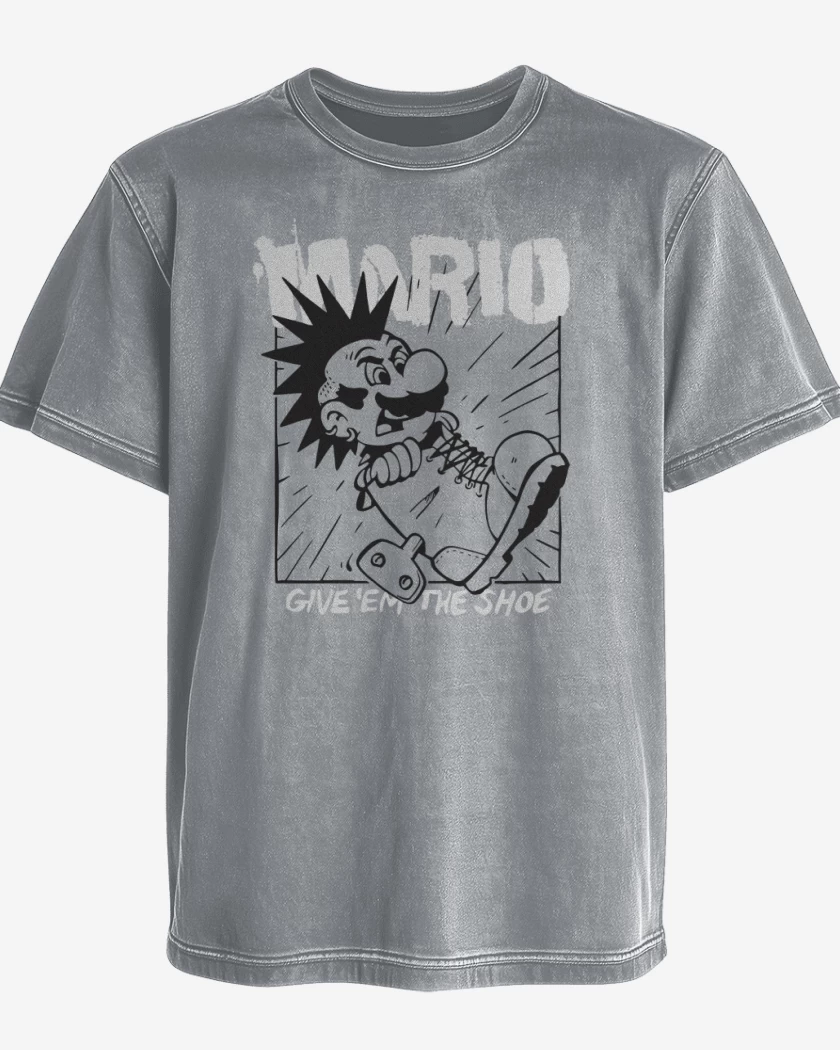 Polera desgastada Gris Melange de Rancid bigote